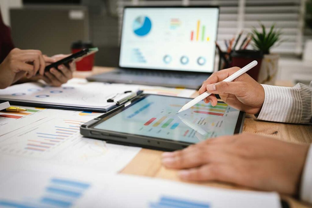 Counting money while planning finances.