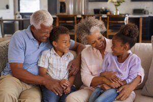 Grandparents enjoying time with grandchildren.